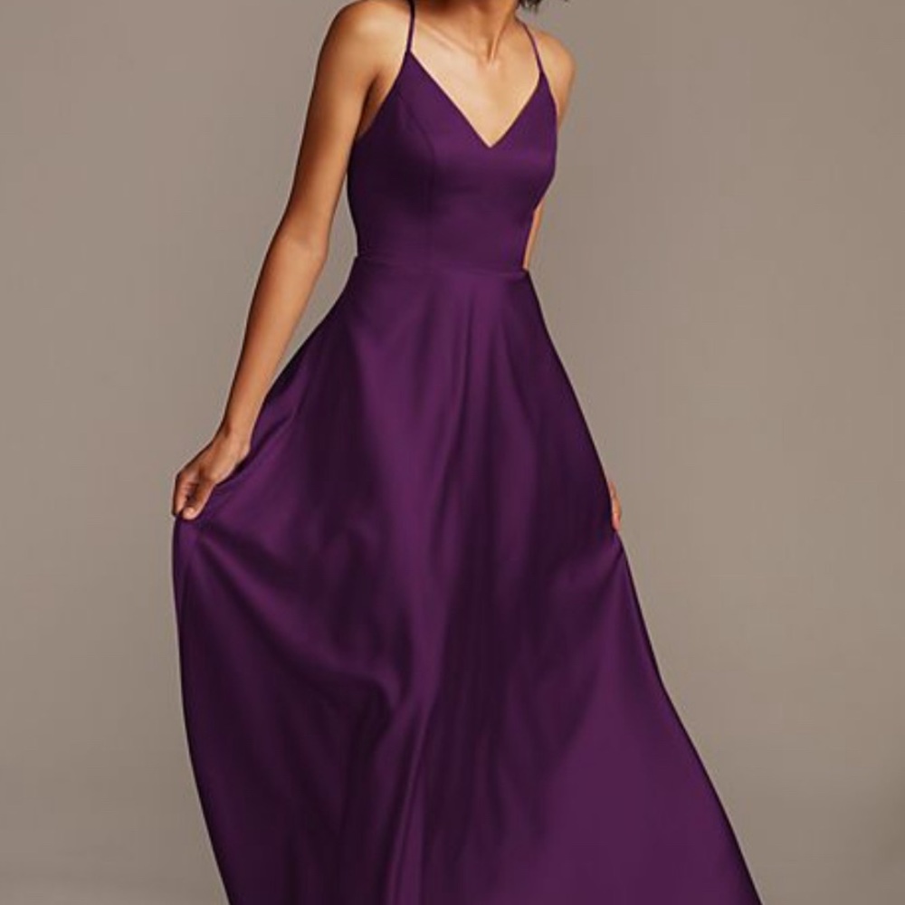 David’s Bridal bridesmaids dress style F20131 color Plum